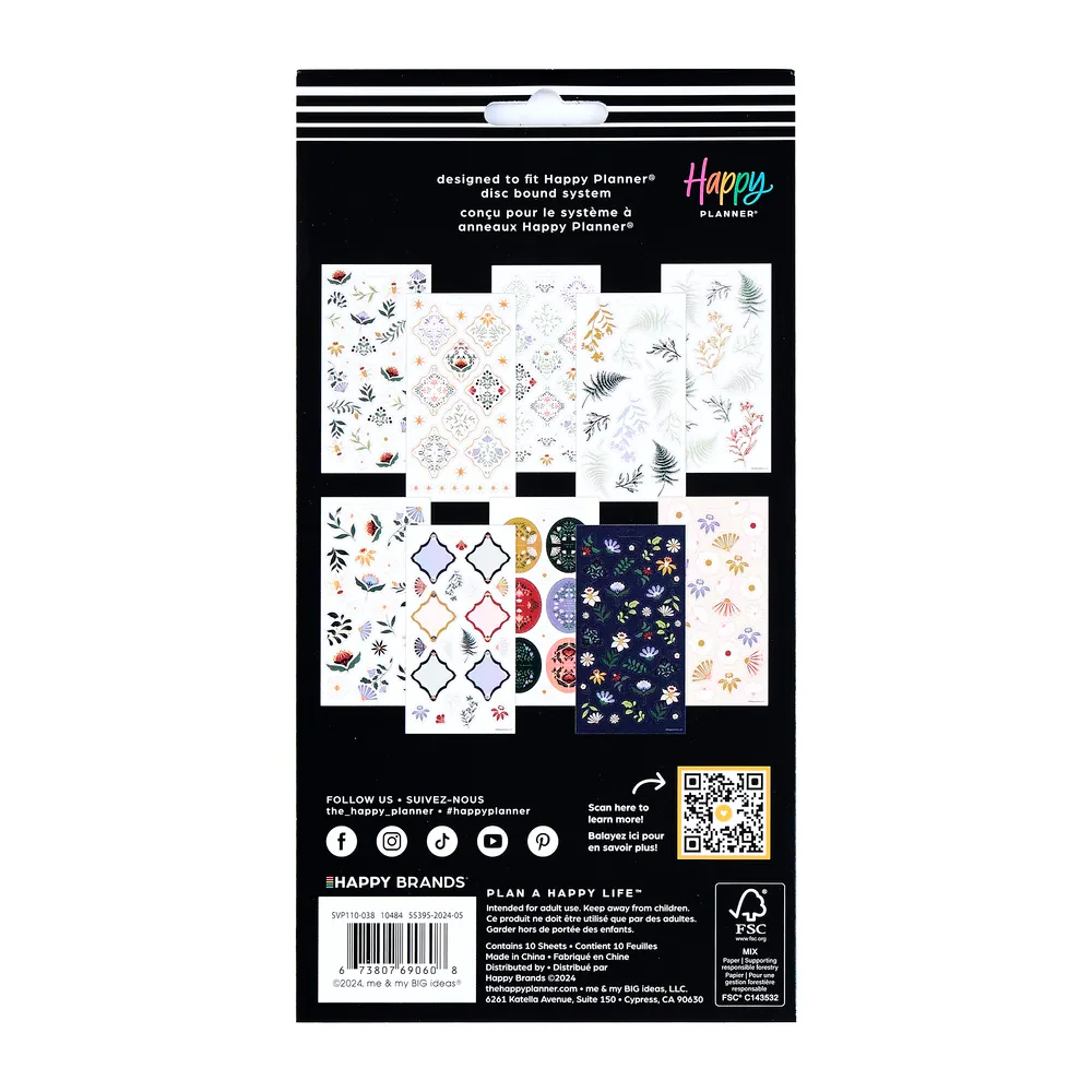 Happy Planner Forest Flowers stickers 10 planches nature