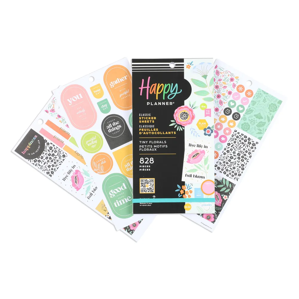 Happy Planner Tiny Florals autocollants 828 fleurs 30 feuilles