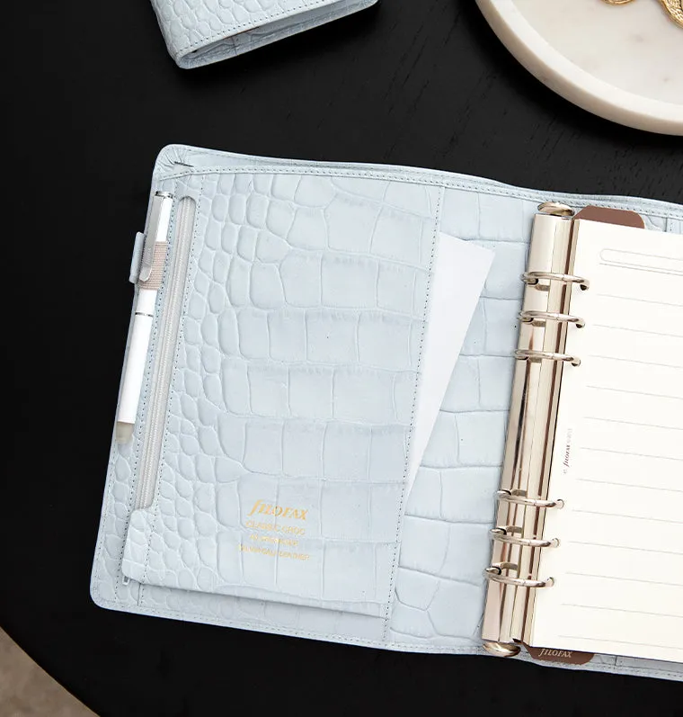 Filofax Classic Croc A5 organiseur gris perle cuir