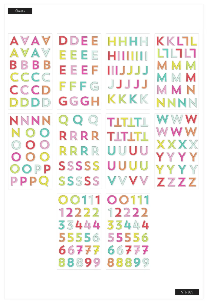 Happy Planner Uppercase Rainbow stickers lettres majuscules arc-en-ciel