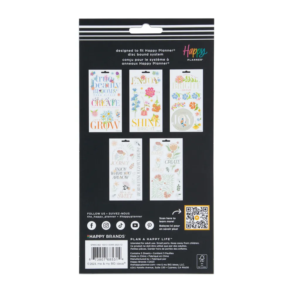 Happy Planner Essential Florals stickers 5 feuilles 49 pièces