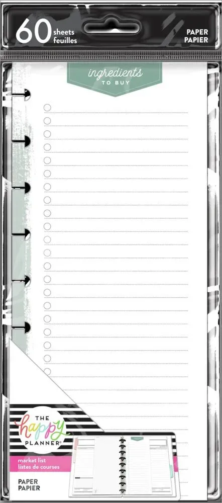 Happy Planner Ingredients Skinny Classic recharge 60 feuilles lignées