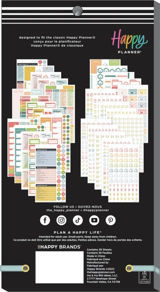 Happy Planner Daily Chores carnet stickers ménage 30 planches