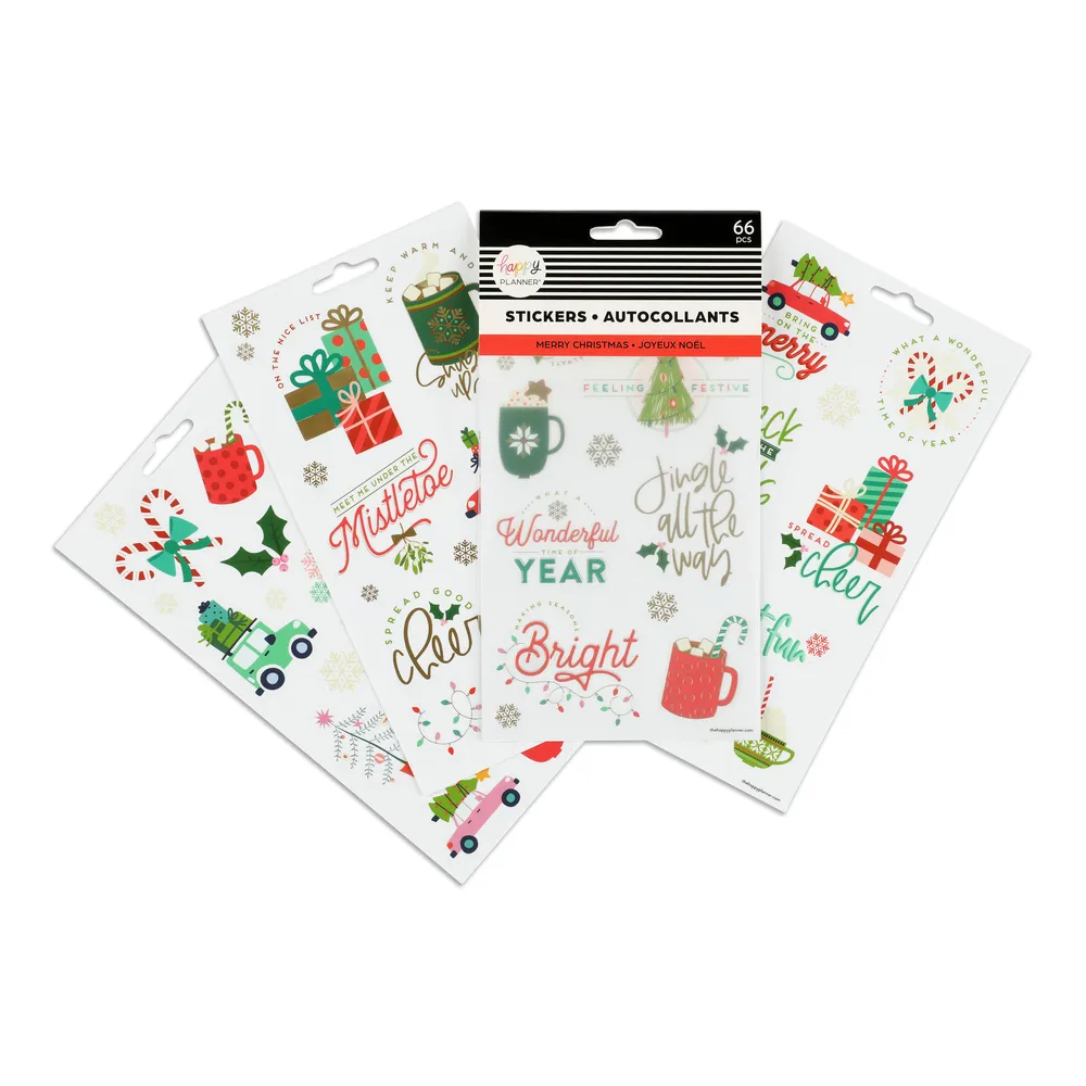 Happy Planner Merry Christmas stickers 5 feuilles fêtes