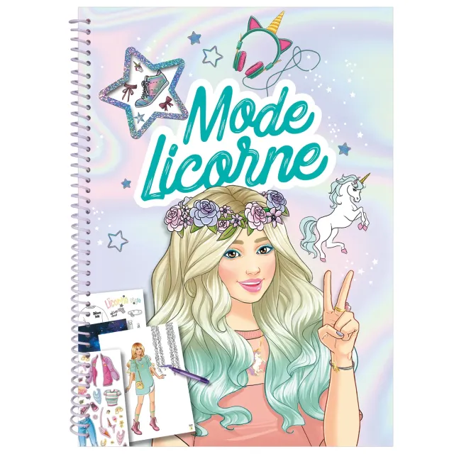 Frigobloc Mode Licorne cahier créatif stickers pochoirs