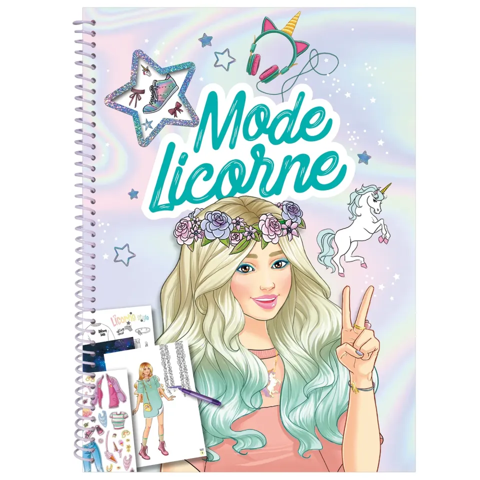 Frigobloc Mode Licorne cahier créatif stickers pochoirs