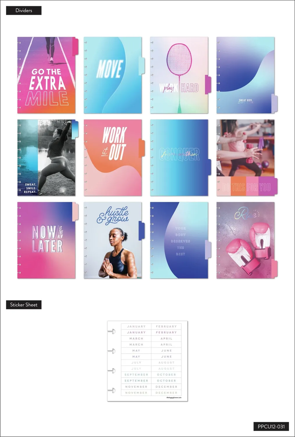 Happy Planner Go the Distance planner fitness Classic 12 mois non daté