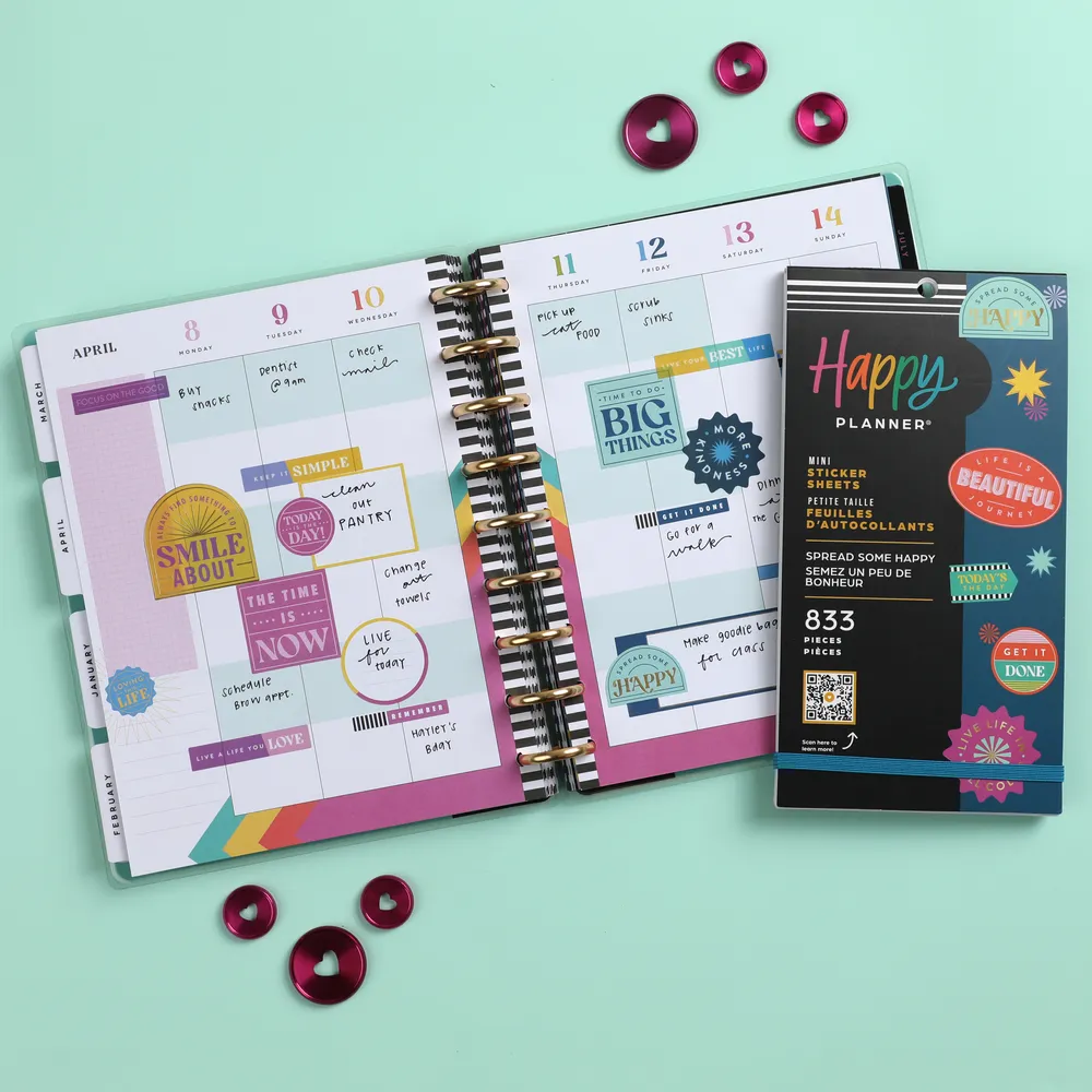 Happy Planner Spread Some Happy autocollants Mini 833 pièces