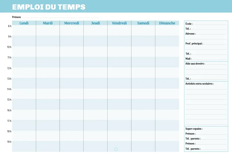 Frigobloc Mini Ultra Simple calendrier famille 16 mois aimanté