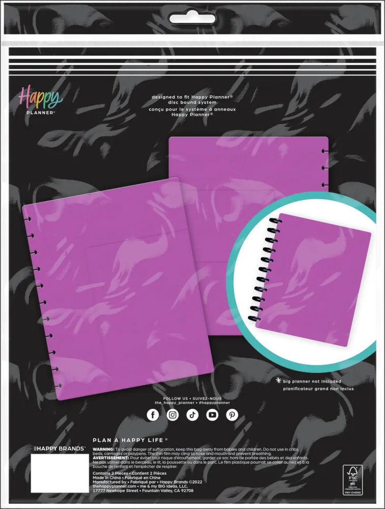 Happy Planner Big couverture clipsable simili-cuir prune
