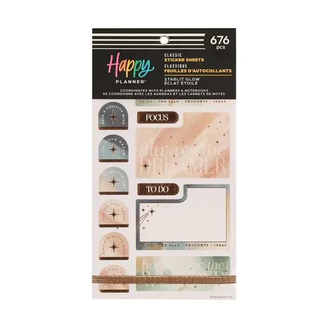 Happy Planner Starlit Glow stickers célestes 30 feuilles