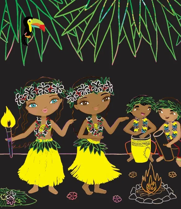 Minimiki Mohea à Tahiti pochette cartes à gratter 5 cartes + coloriages