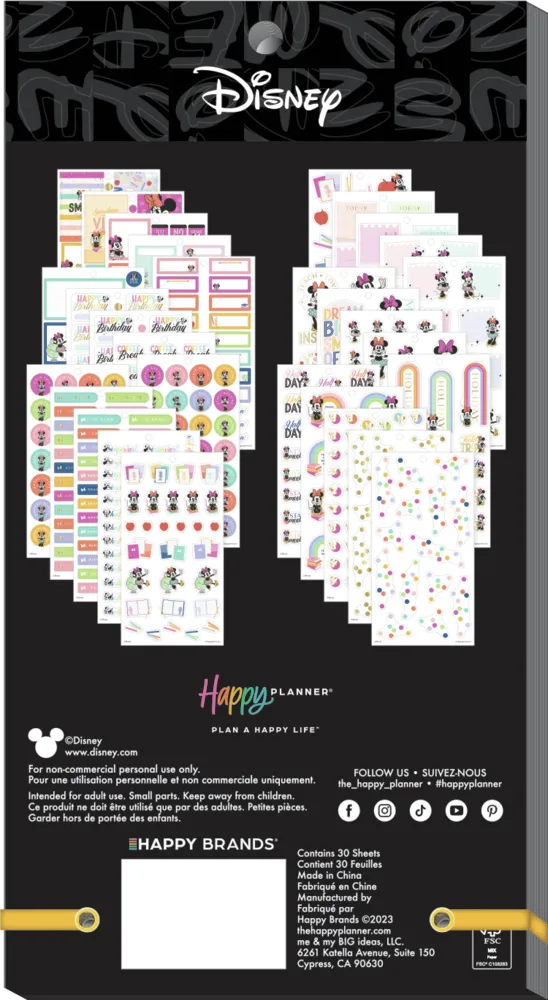 Happy Planner Disney Minnie Mouse All Smiles stickers enseignant 612 pcs
