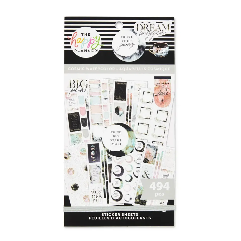 Happy Planner Cosmic Watercolor stickers 30 feuilles 494 pièces
