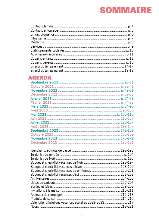 Frigobloc Ultra Simple agenda famille semainier stickers 2023