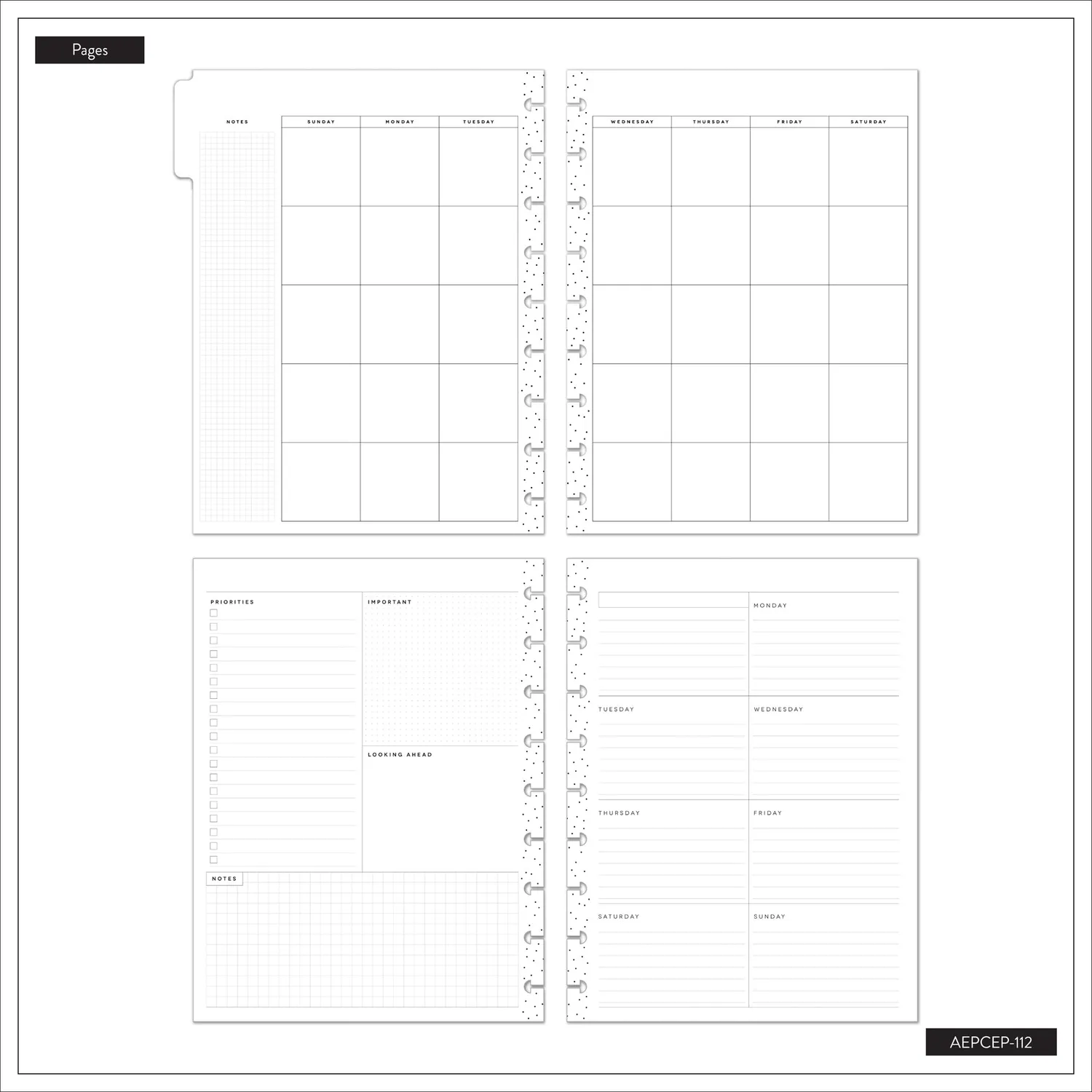 Happy Planner Shadow Fields recharge agenda Classic 6 mois