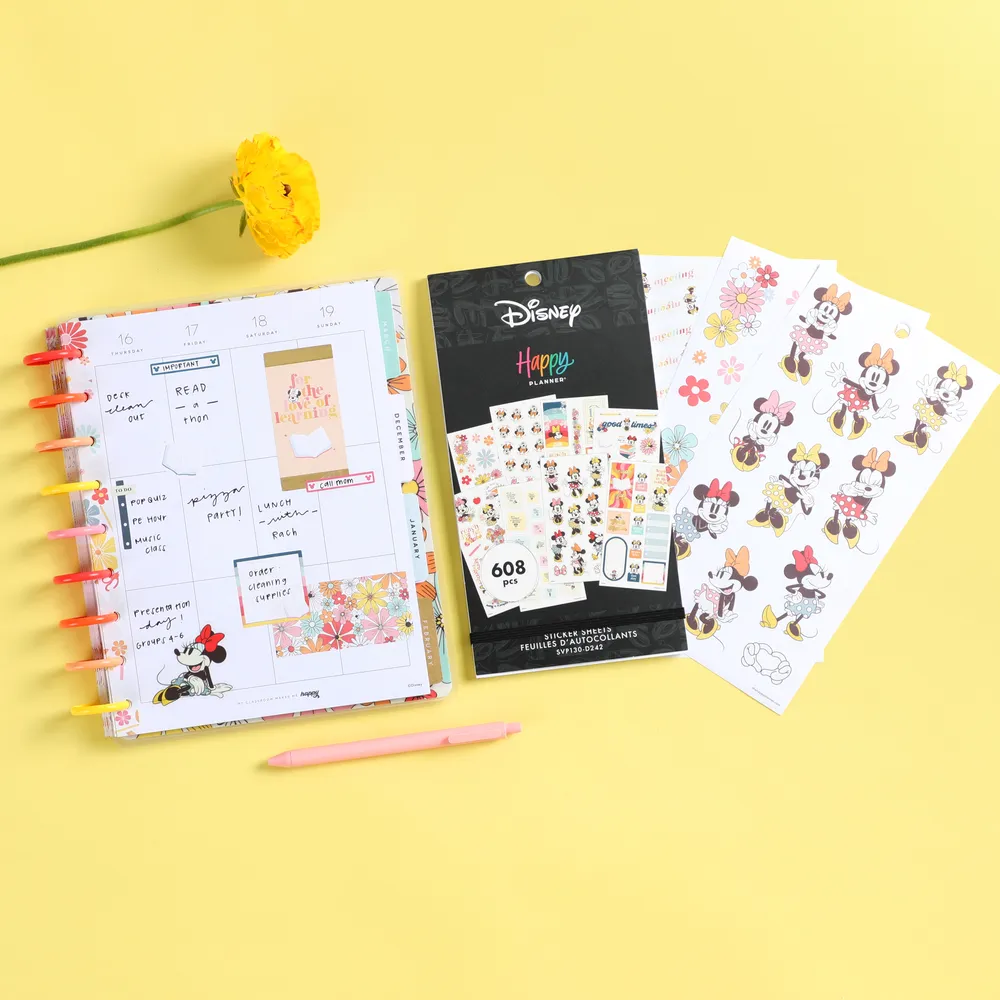 Happy Planner Disney Sunny Minnie Teacher stickers value pack 608