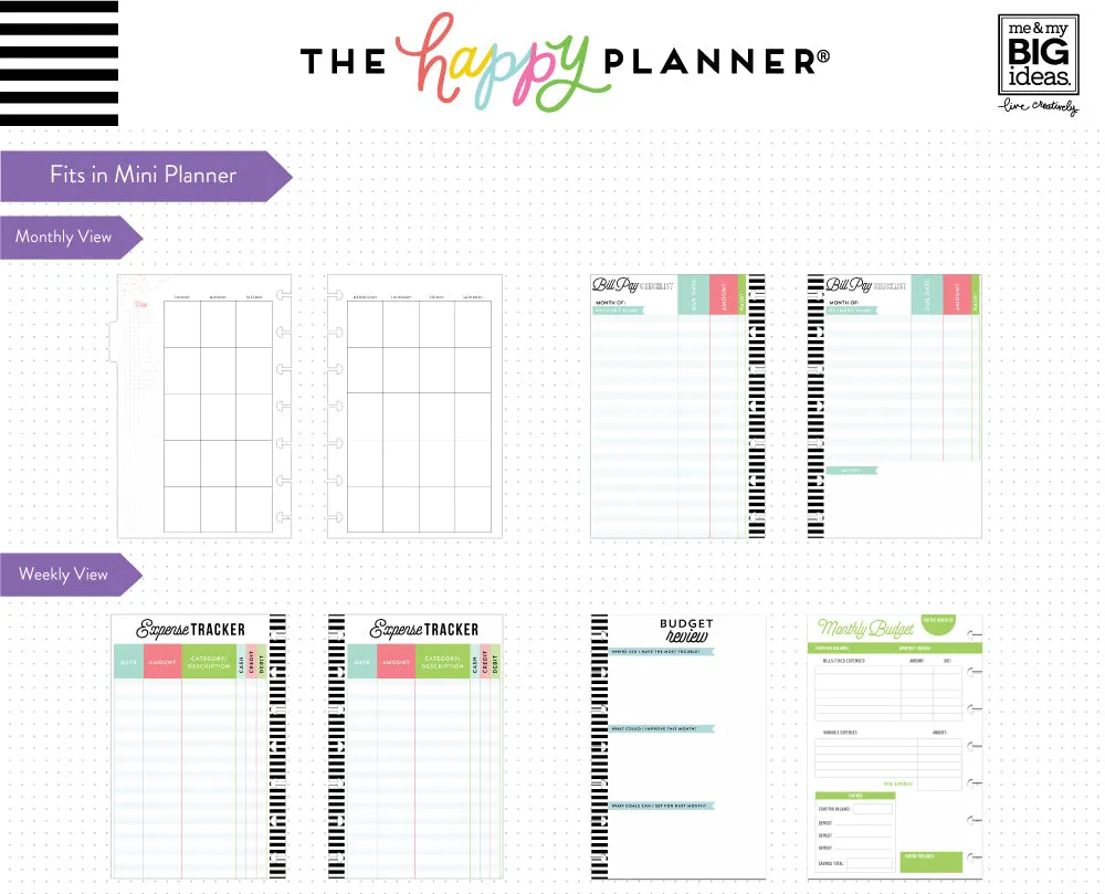 Happy Planner Budget Mini recharge budget 6 mois