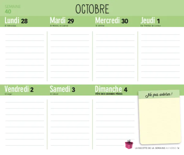 Frigobloc Robot-Cuiseur 2021 calendrier familial aimanté
