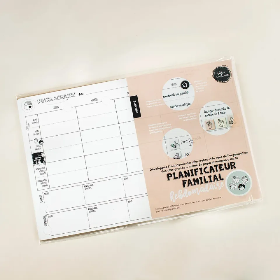Les Belles Combines Planificateur familial hebdomadaire à écrire semaine famille