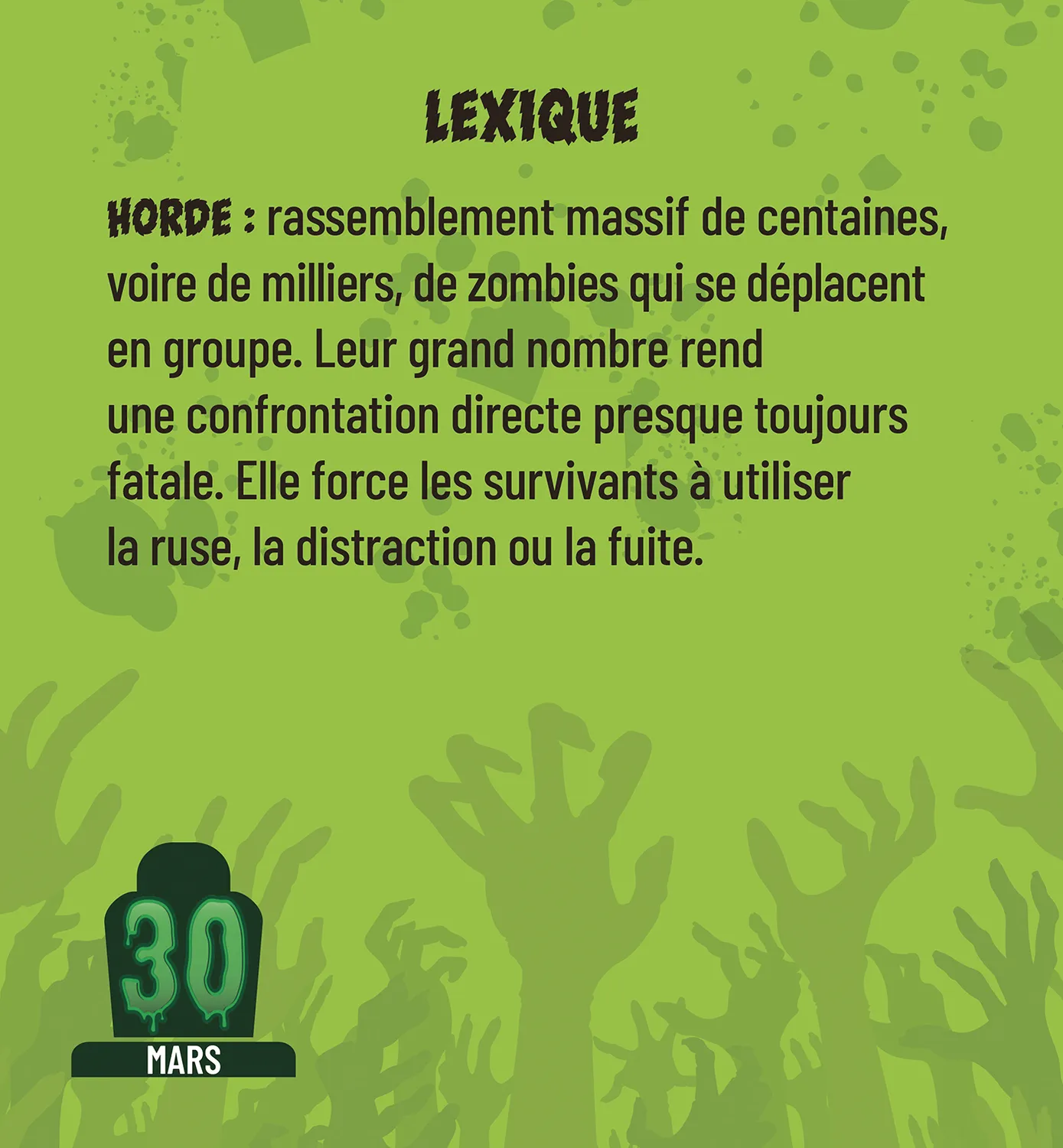 Frigobloc 365 nuits avec les zombies mini calendrier survie