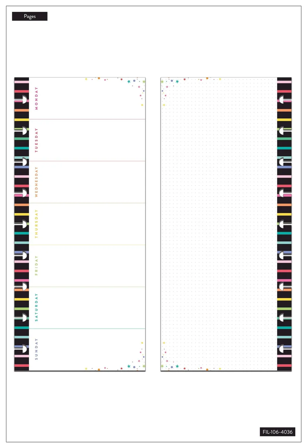 Happy Planner Everyday feuilles half sheet Classic 60 recharge anneaux