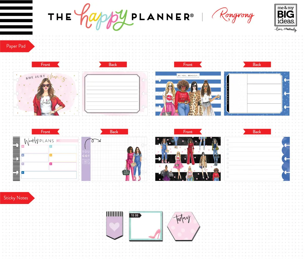 Happy Planner Rongrong pack accessoires stickers notes cartes
