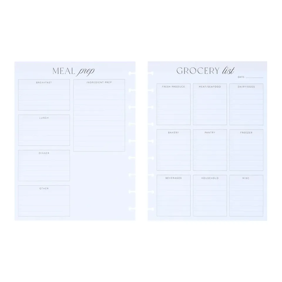 Happy Planner Classic papier courses repas 40 feuilles