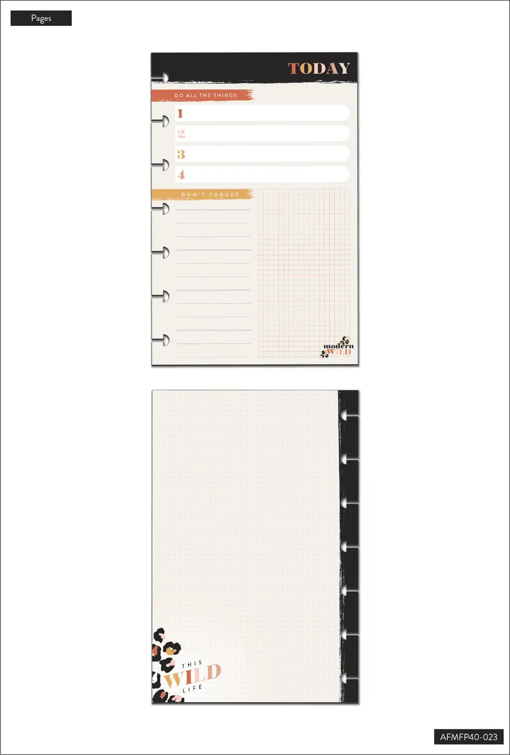 Happy Planner Modern Wild recharge papier Mini 40 feuilles