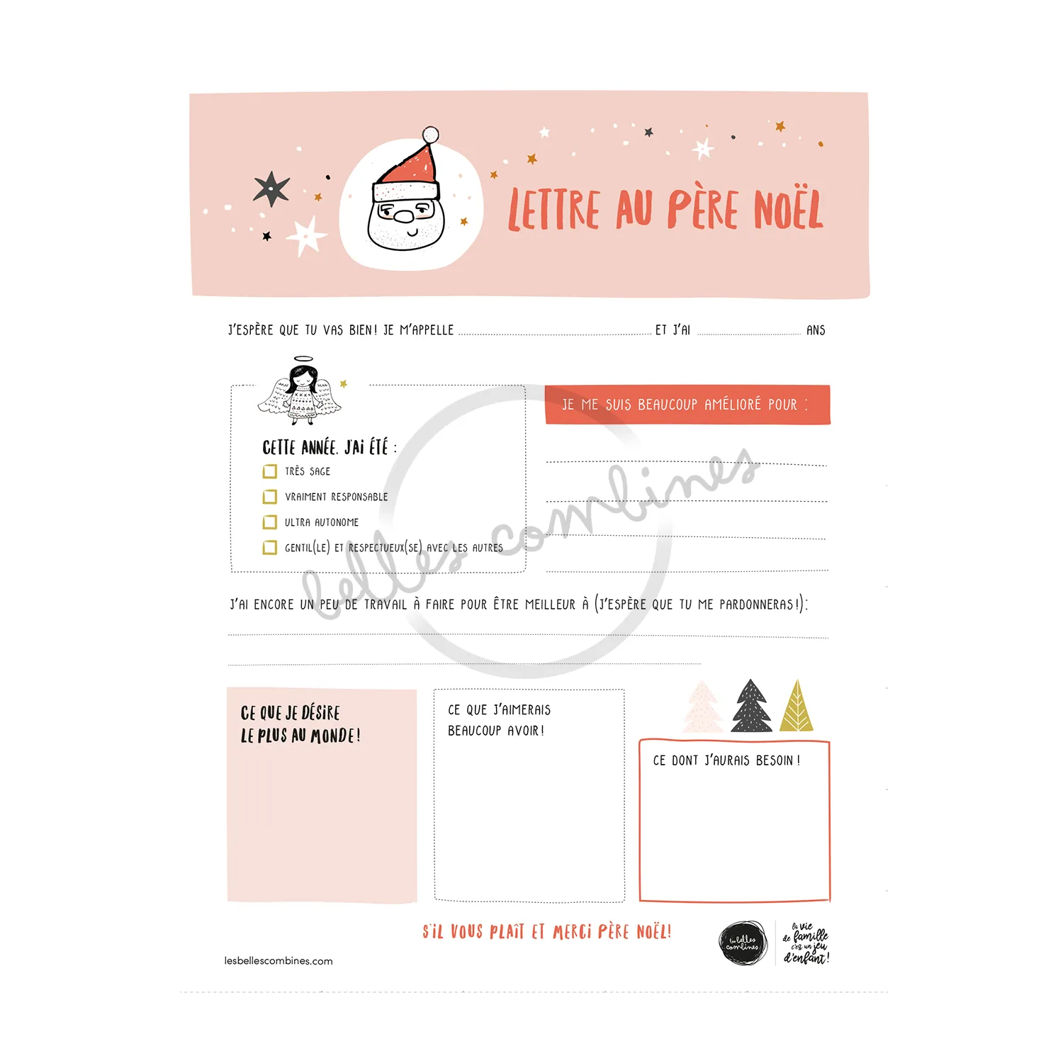 Les Belles Combines lettre Père Noël à imprimer 4-11 ans