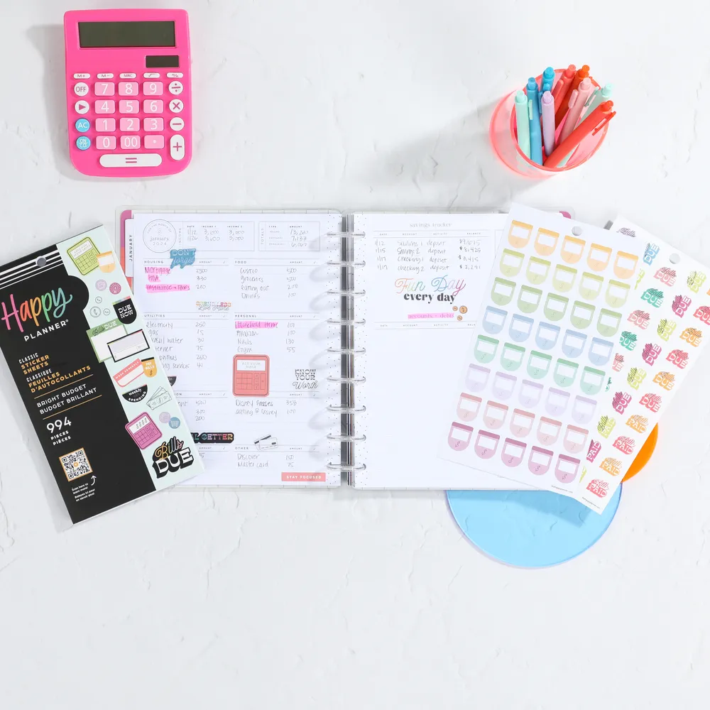 Happy Planner Bright Budget stickers budget 994 pièces 30 feuilles