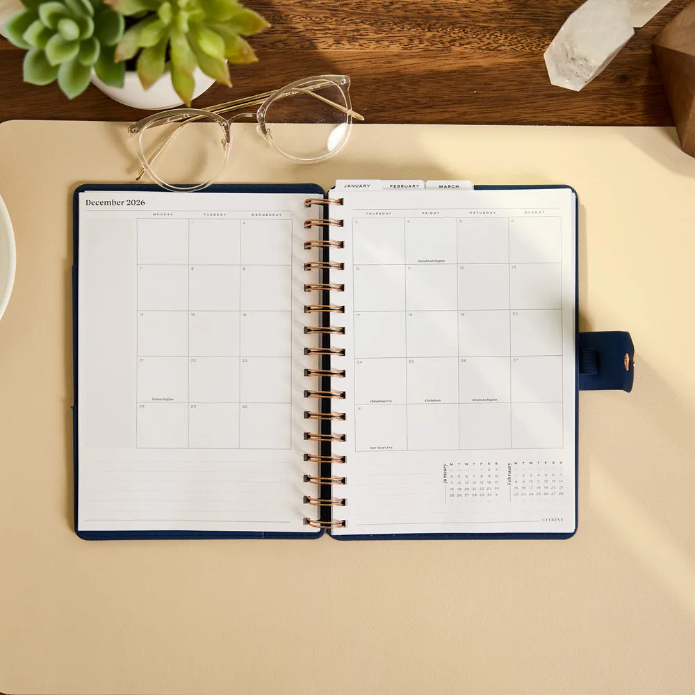 Happy Planner Citrine 2027 agenda spiralé A5 pro bleu marine
