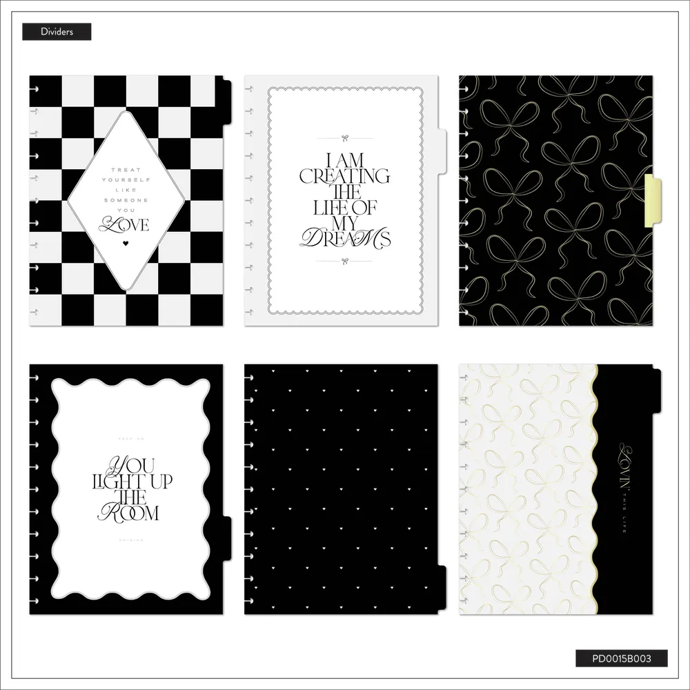 Happy Planner Sweet & Simple agenda Big non daté 12 mois noir et blanc