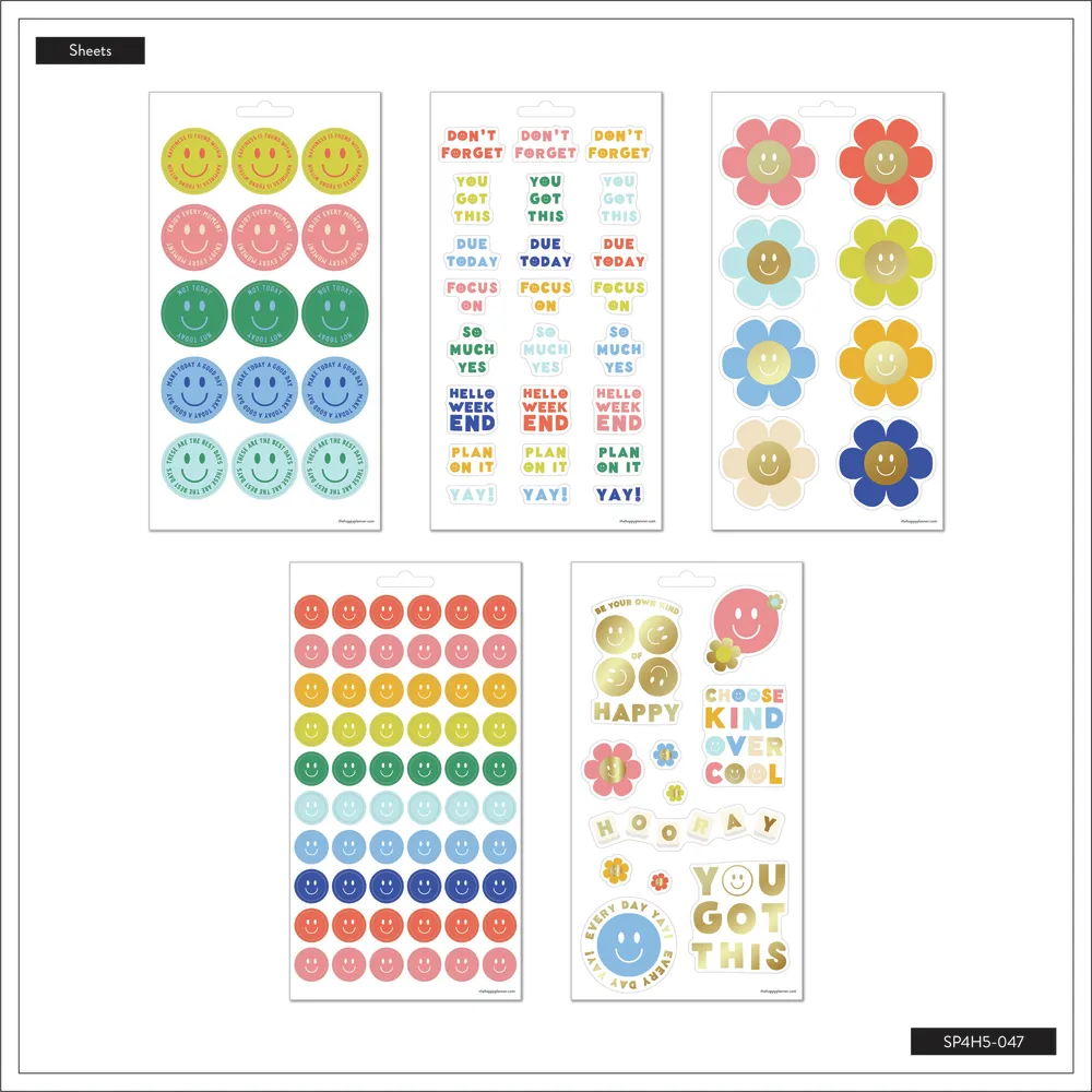 Happy Planner Super Happy stickers 5 feuilles smiley 118