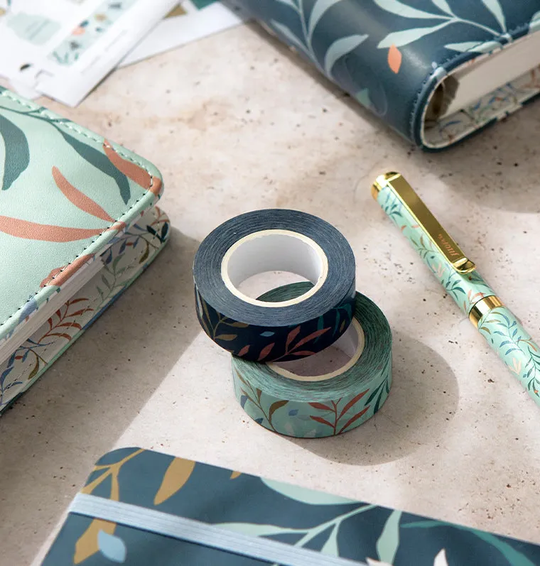 Filofax Botanical set 3 washi tapes bleu menthe corail