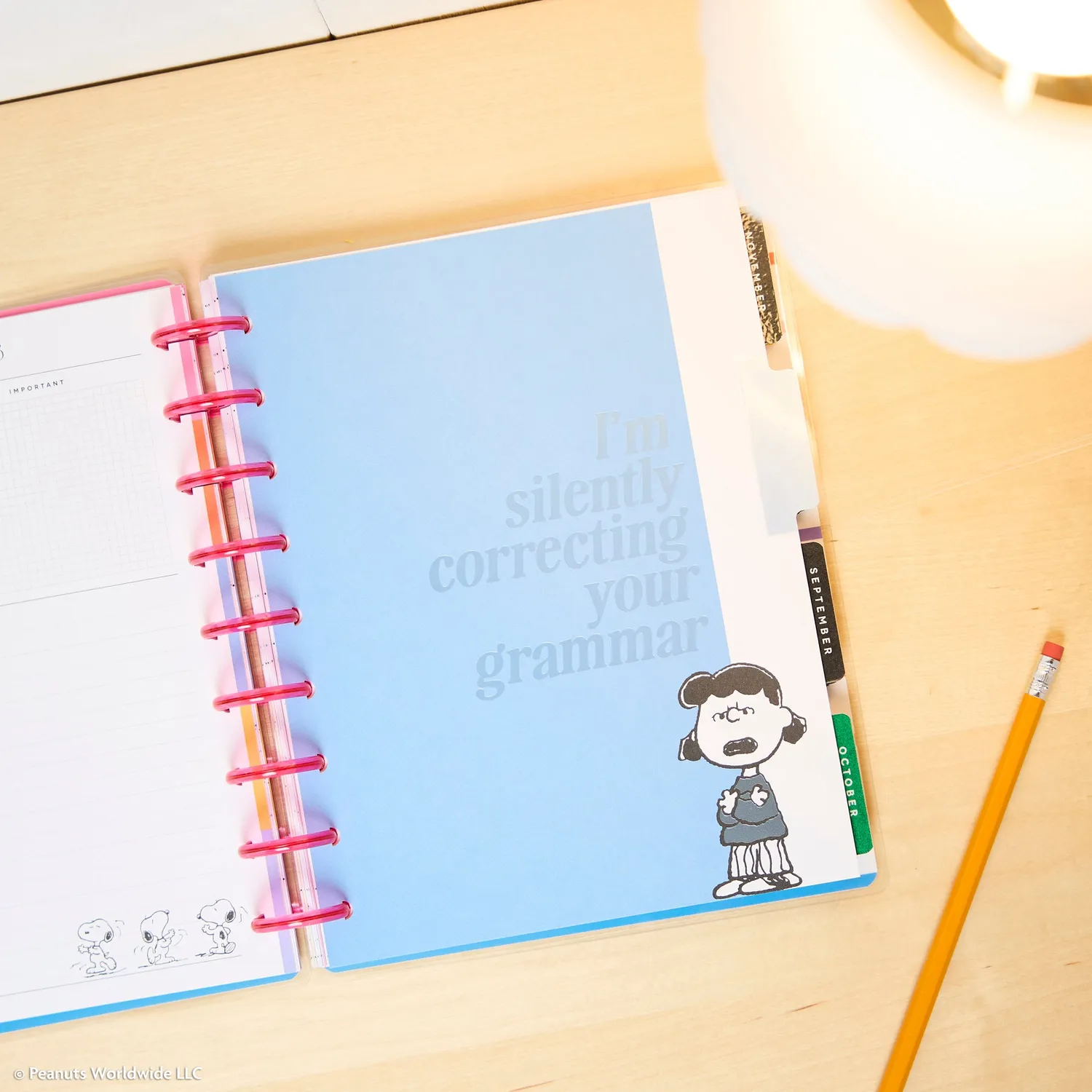 Happy Planner Peanuts 2026-2027 agenda Classic Dashboard 12 mois