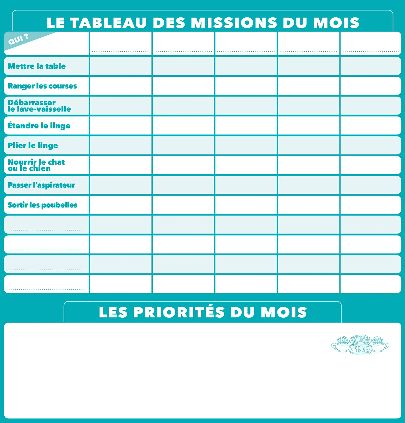 Frigobloc Mensuel Déco Friends 2024 calendrier frigo