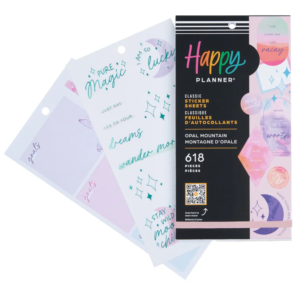 Happy Planner Opal Mountain stickers agenda 30 feuilles 618