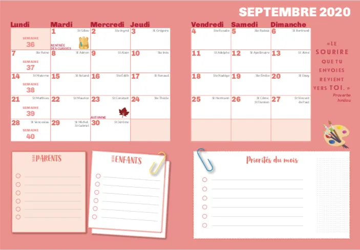 Frigobloc Agenda ultra simple agenda familial sept 2020-déc 2021