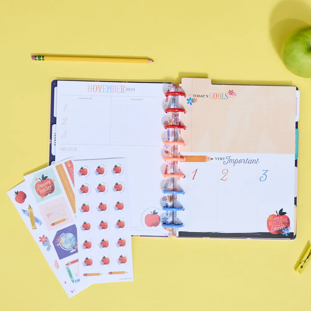 Happy Planner Classroom Brights Teacher agenda enseignant 12 mois