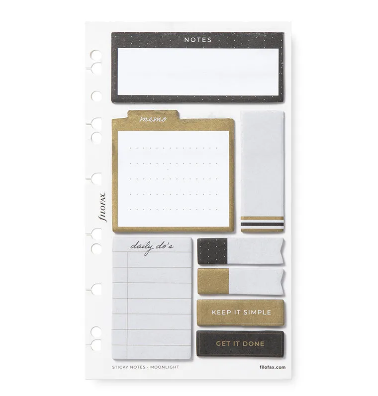 Filofax Moonlight sticky notes A5 to-do noir or