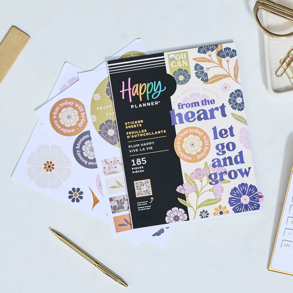 Happy Planner Plum Happy stickers Large 185 pièces floral