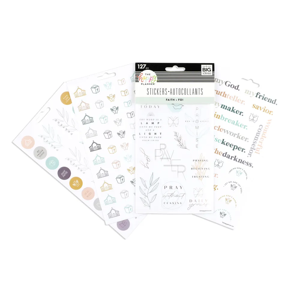 Happy Planner Simple Faith stickers transparents 127 doré
