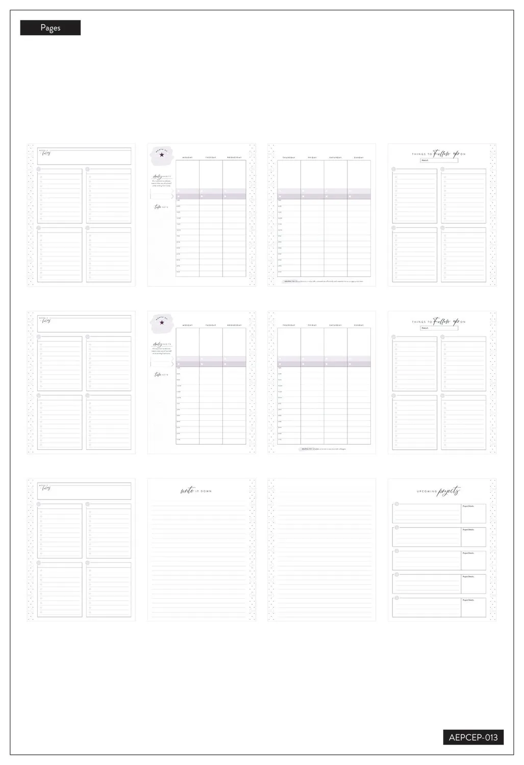 Happy Planner Girl With Goals Classic recharge horaire