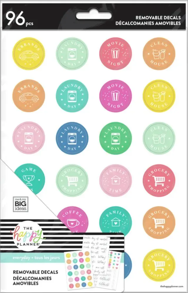 Happy Planner planning famille stickers effaçables mensuel quotidien