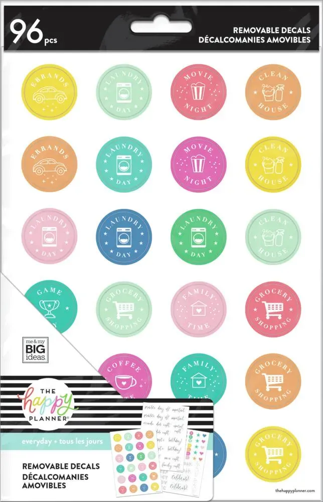 Happy Planner planning famille stickers effaçables mensuel quotidien