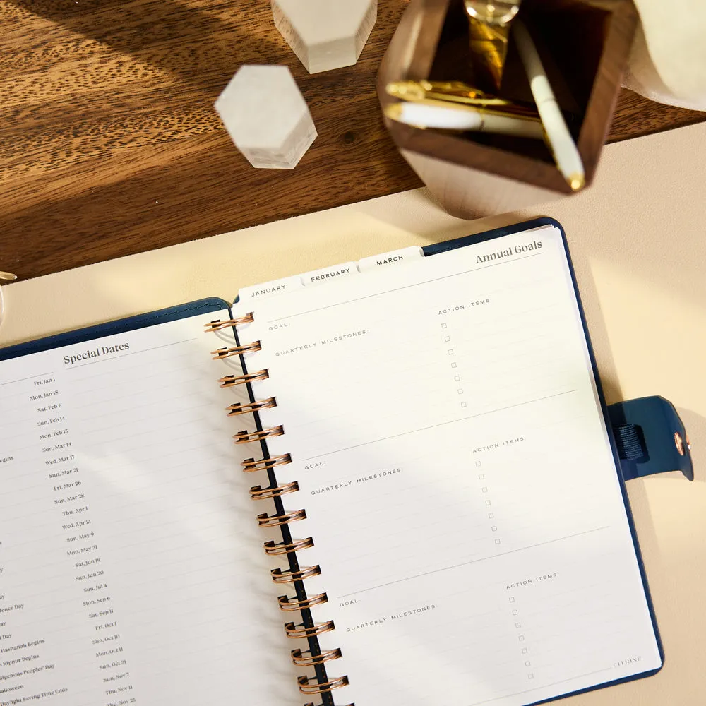 Happy Planner Citrine 2027 agenda spiralé A5 pro bleu marine