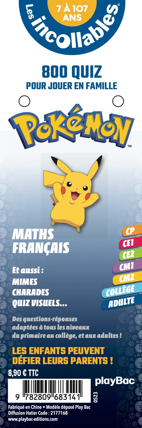 Frigobloc Les Incollables Quiz Famille Pokémon éventail