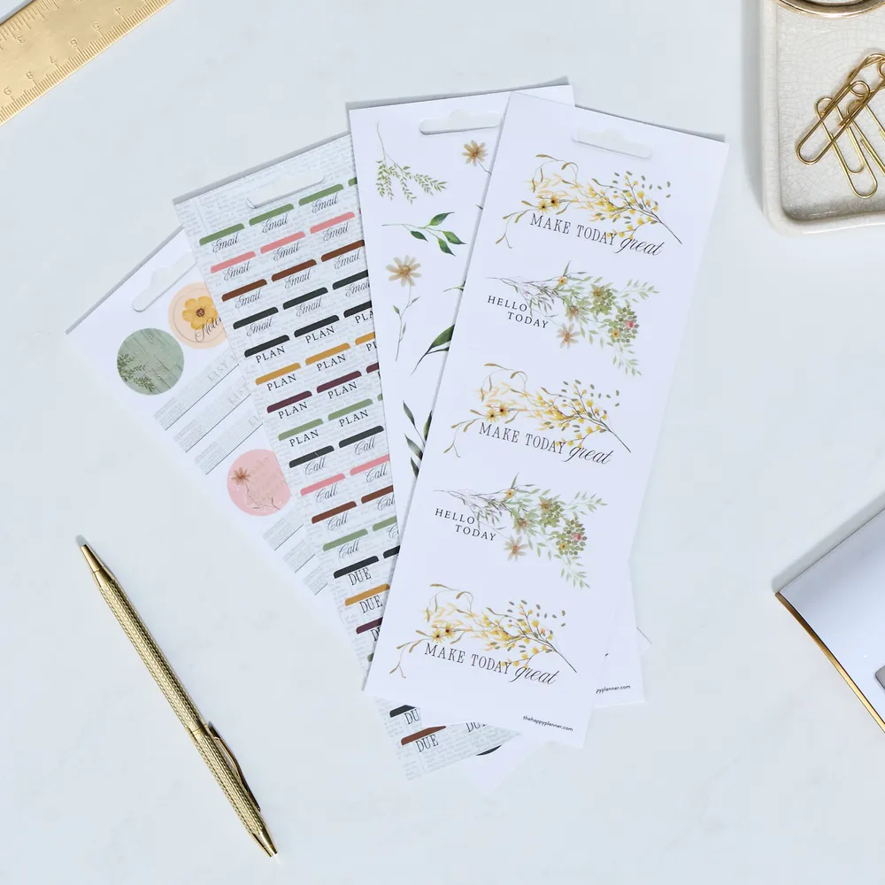 Happy Planner Reading in the Garden stickers jardin 8 feuilles