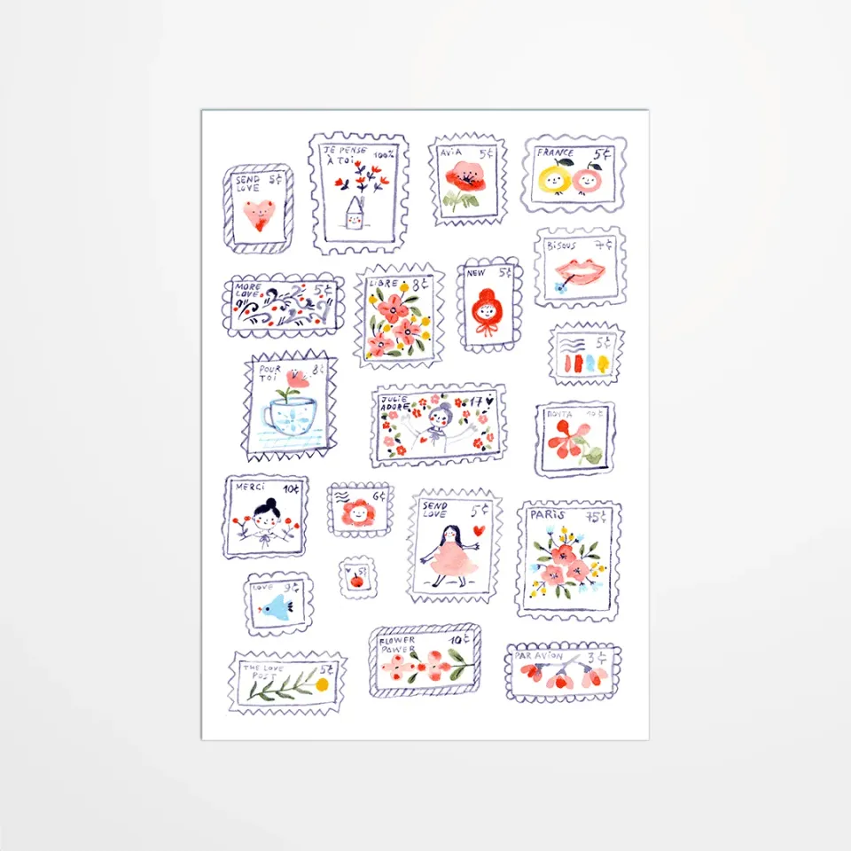 My365 carte postale Julie Adore Timbres